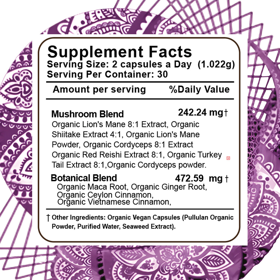 Mind Master Mushroom Capsules 6 Months' Supply High-Concentration 8:1 Extract Formula