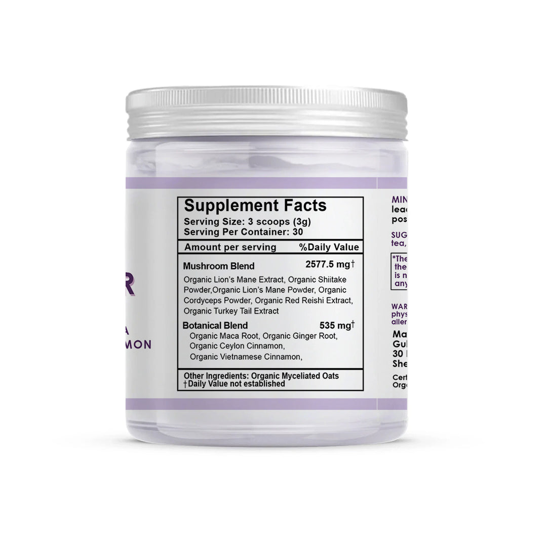 Premium Mushroom Powder for Mental Clarity & Focus (90 days' supply)