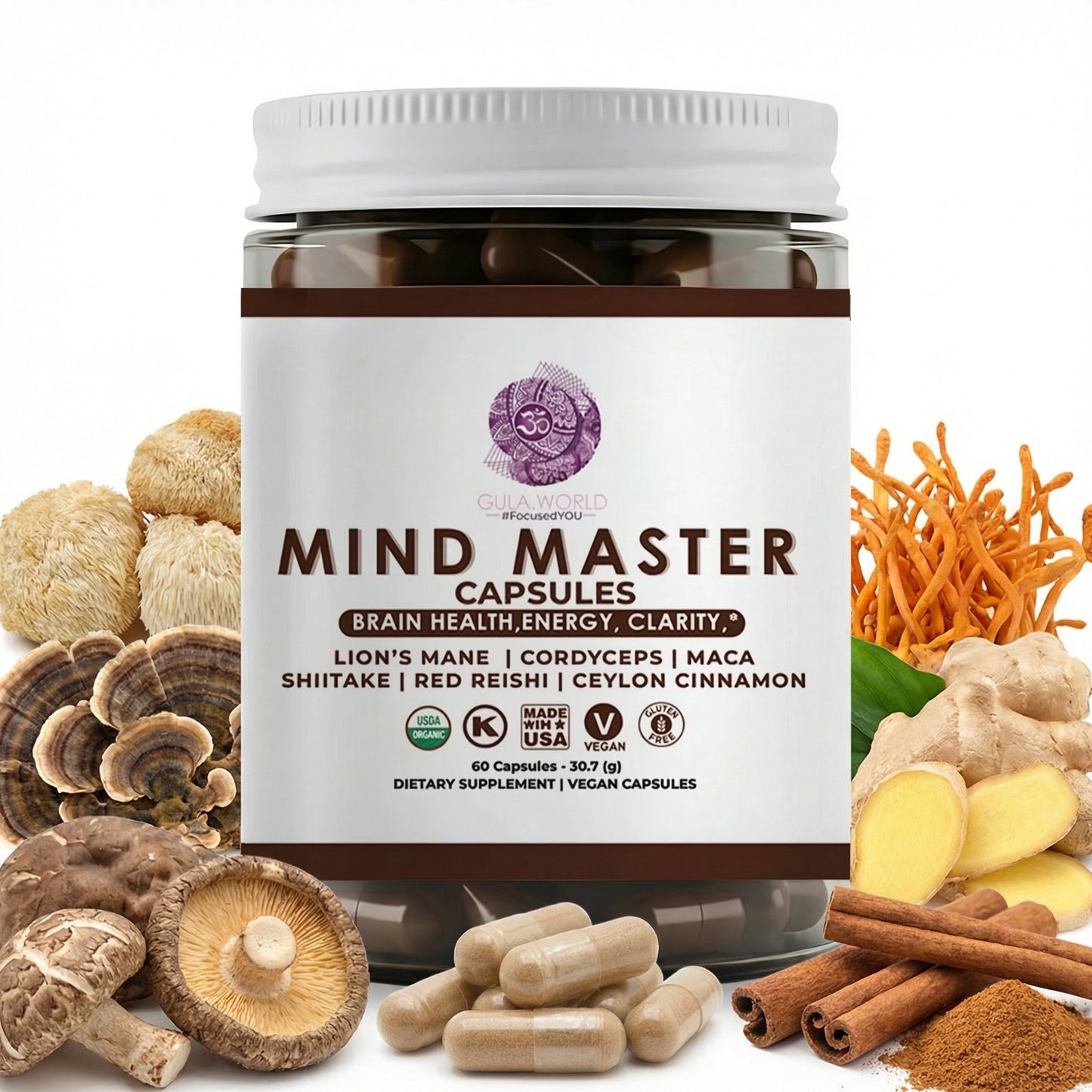 Mind Master Mushroom Capsules 6 Months' Supply High-Concentration 8:1 Extract Formula